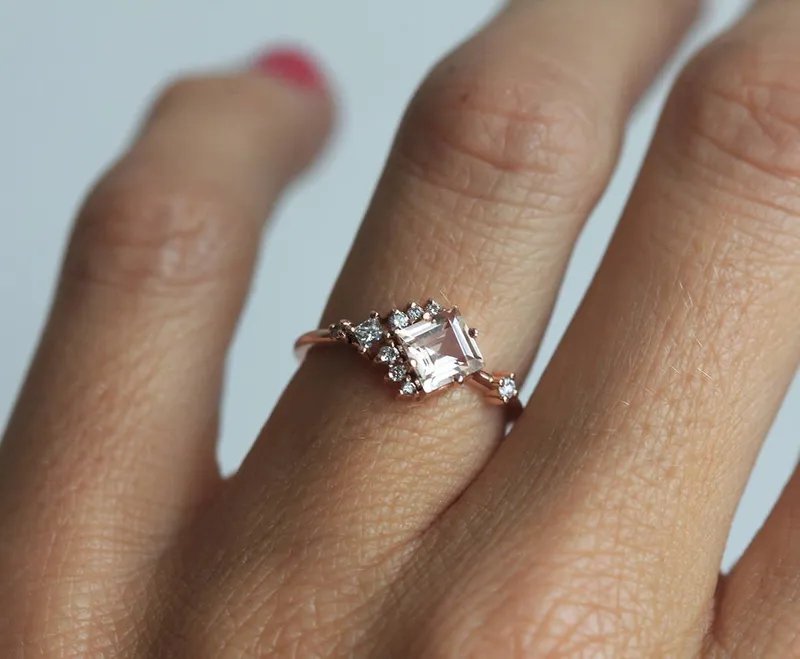 ZION PINK TOURMALINE DIAMOND CLUSTER RING view 8