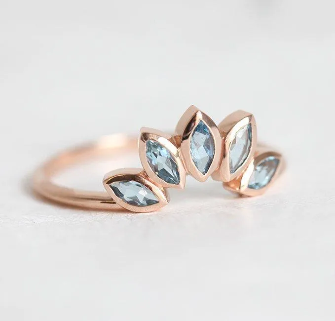 Zircon Ring, Blue Zircon Wedding Ring view 2