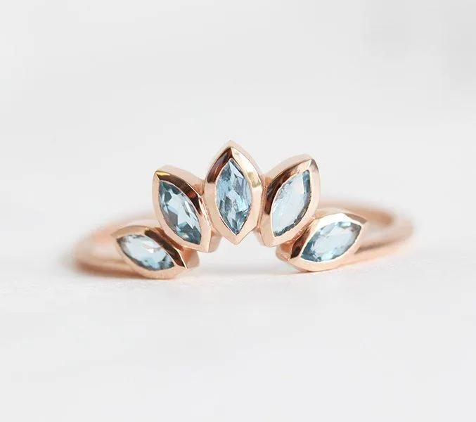 Zircon Ring, Blue Zircon Wedding Ring view 3