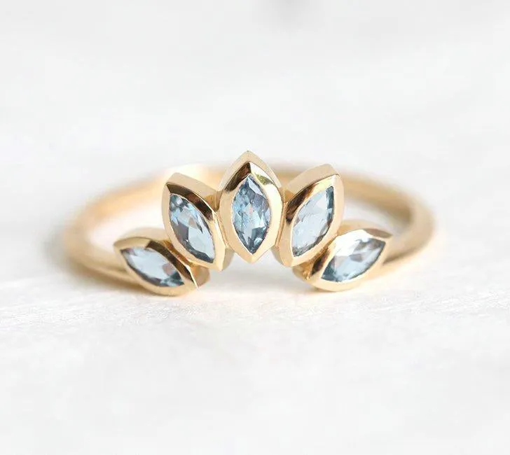Zircon Ring, Blue Zircon Wedding Ring view 6