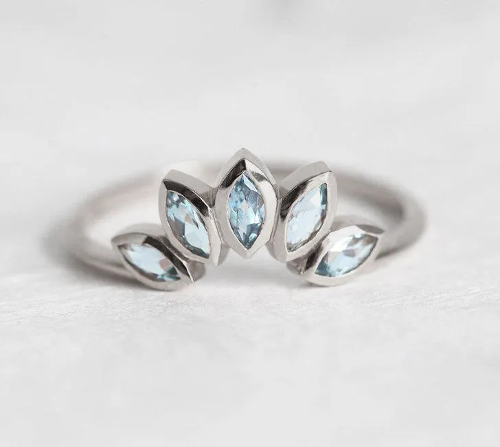 Zircon Ring, Blue Zircon Wedding Ring view 7