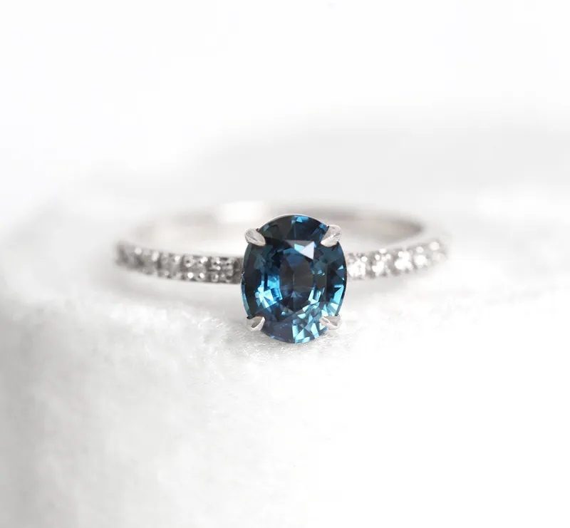 Zoe Blue Sapphire Diamond Ring view 10