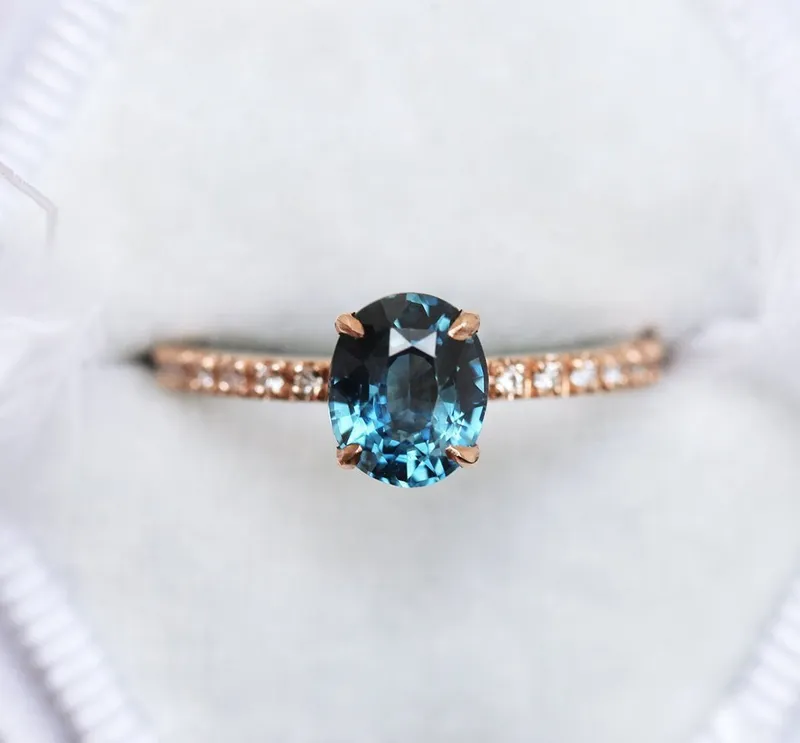 Zoe Blue Sapphire Diamond Ring view 2