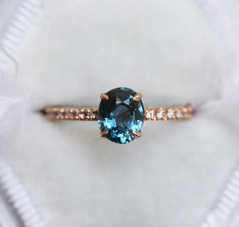 Zoe Blue Sapphire Diamond Ring view 3