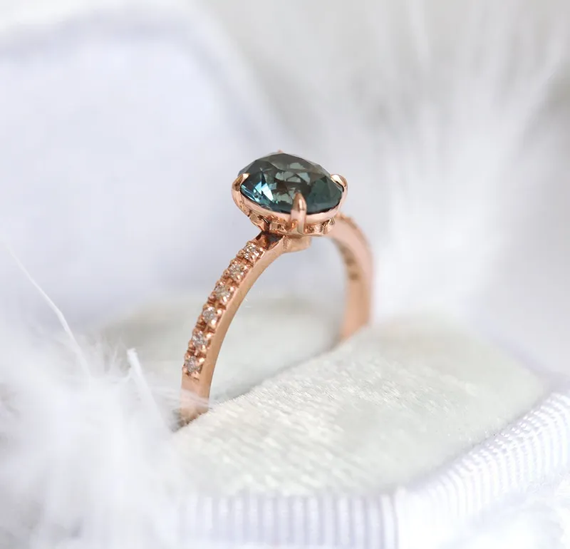 Zoe Blue Sapphire Diamond Ring view 4