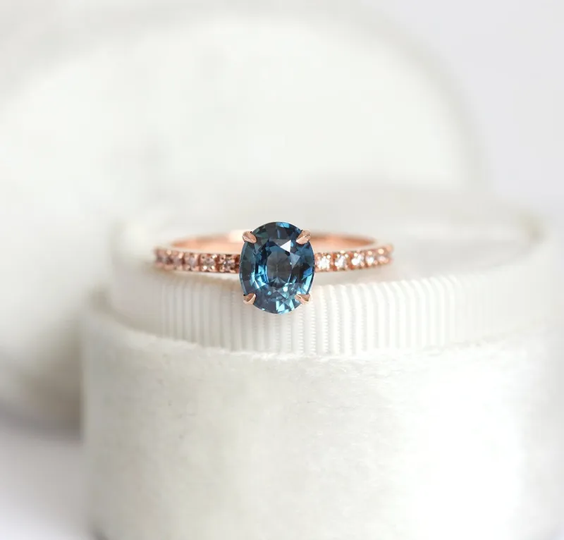 Zoe Blue Sapphire Diamond Ring view 6