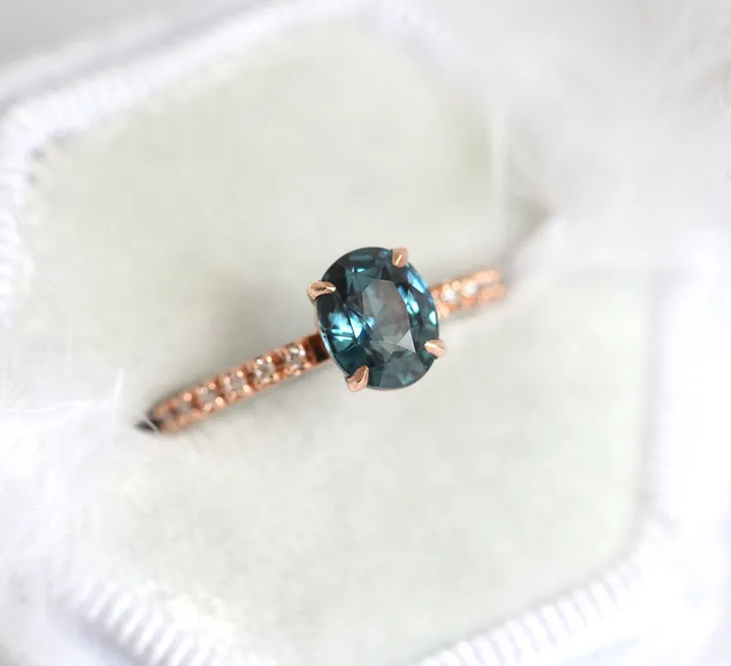 Zoe Blue Sapphire Diamond Ring view 7
