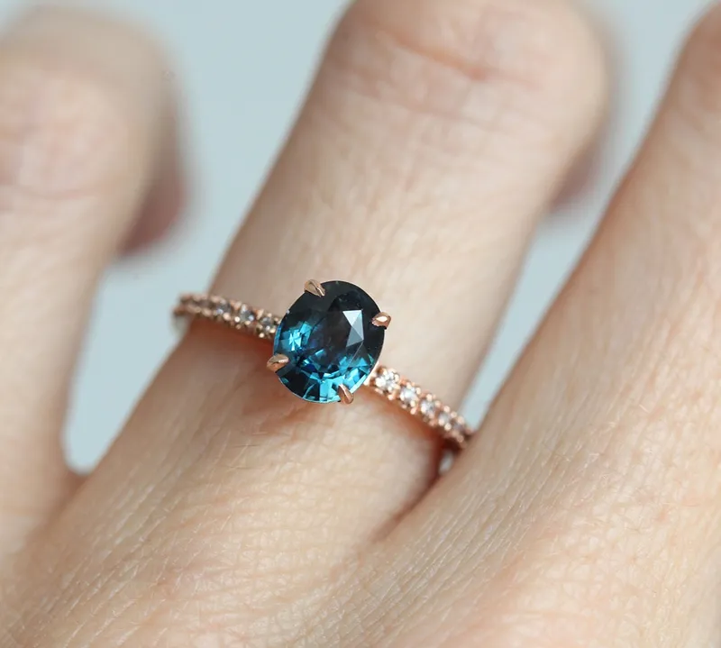 Zoe Blue Sapphire Diamond Ring view 8