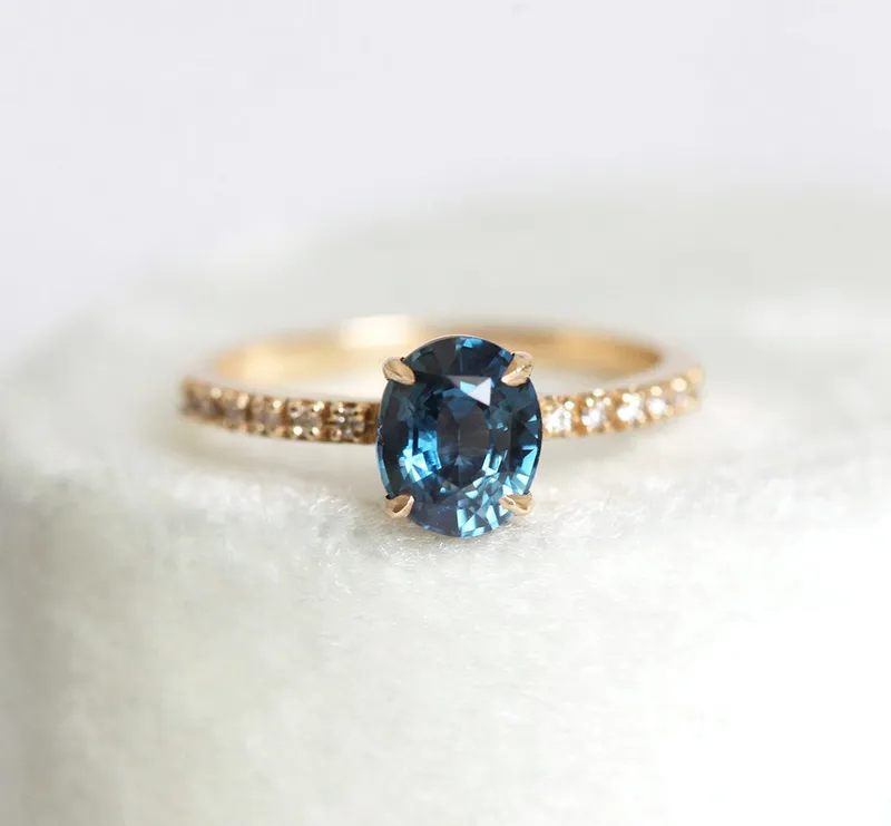 Zoe Blue Sapphire Diamond Ring view 9