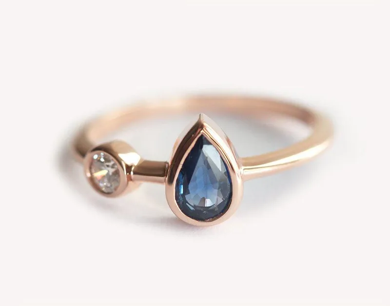 Zoey Blue Sapphire Diamond Ring blue sapphire pear cut engagement ring
