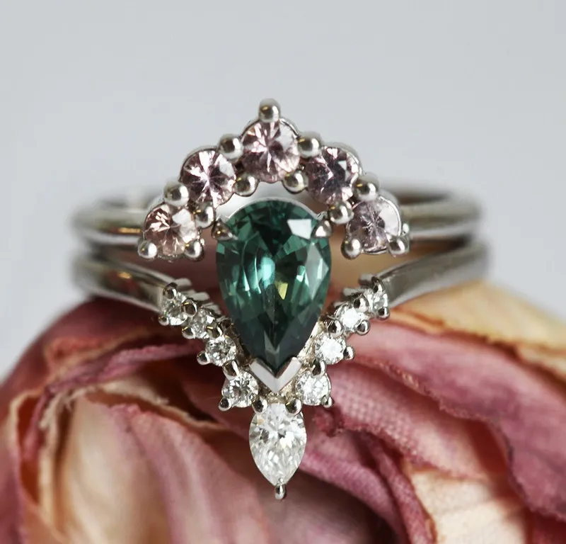 Zola Teal Sapphire Diamond Ring vy 10