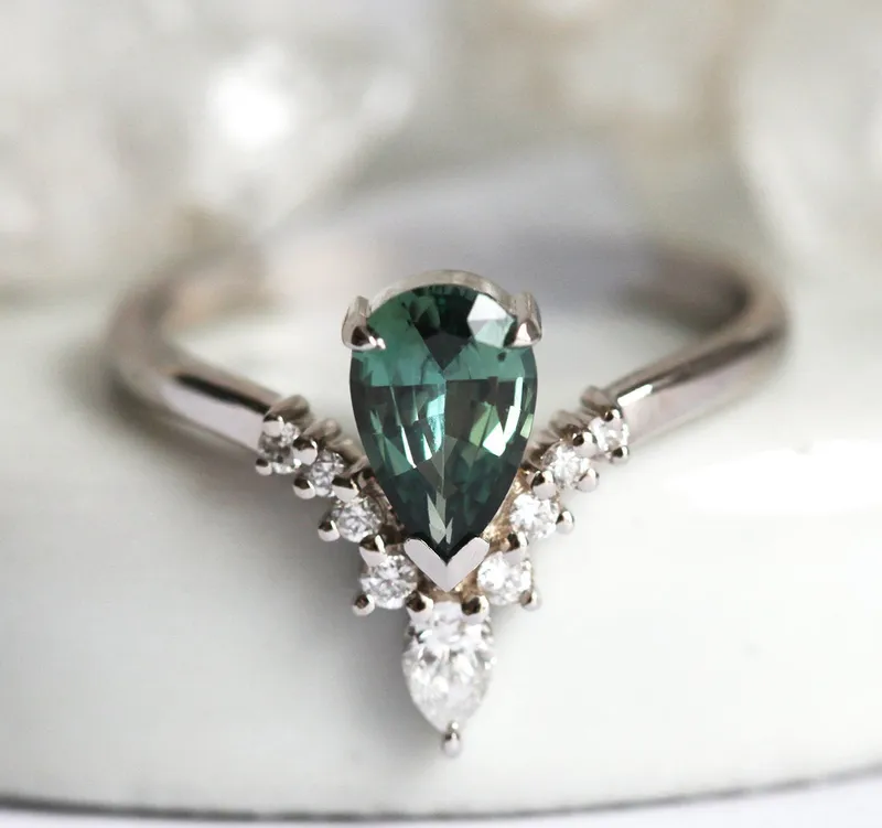 Zola Teal Sapphire Diamond Ring sapphire pear cut engagement ring