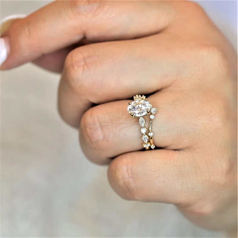 1.50ct Petite Coraline 8x6mm 14kt Moissanite Diamond Art Deco Oval Solitaire Ring vy 3