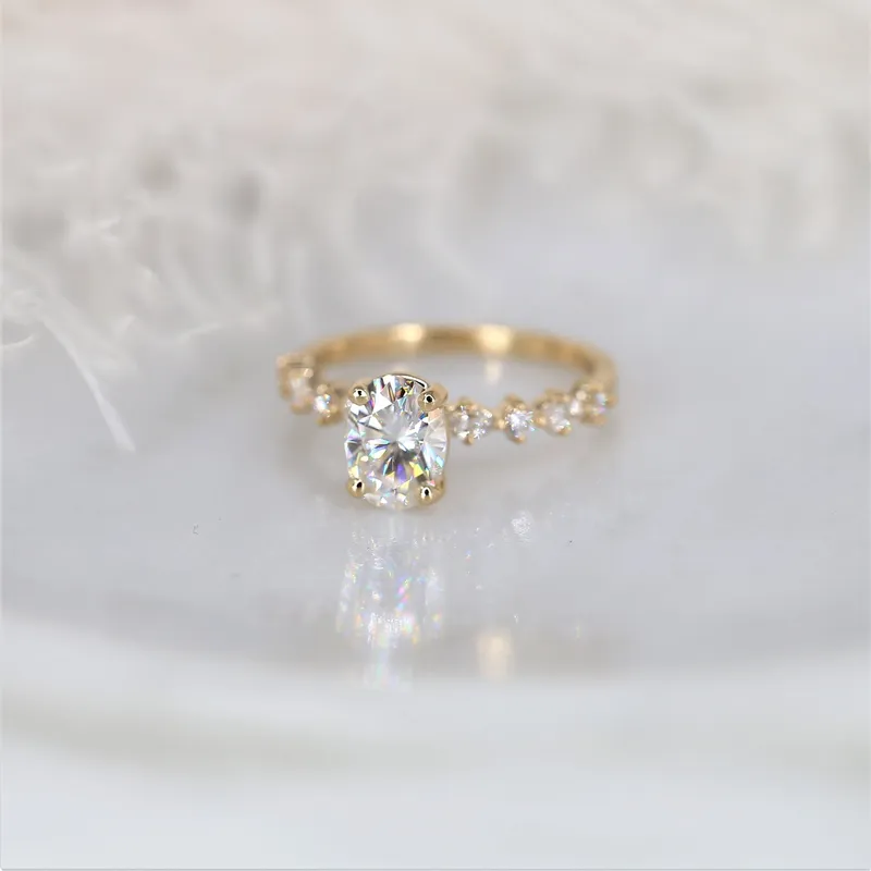 1.50ct Petite Coraline 8x6mm 14kt Moissanite Diamond Art Deco Oval Solitaire Ring vy 2