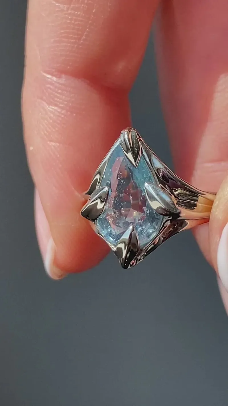DEIDRE AQUA-BLUE SAPPHIRE RING view 7