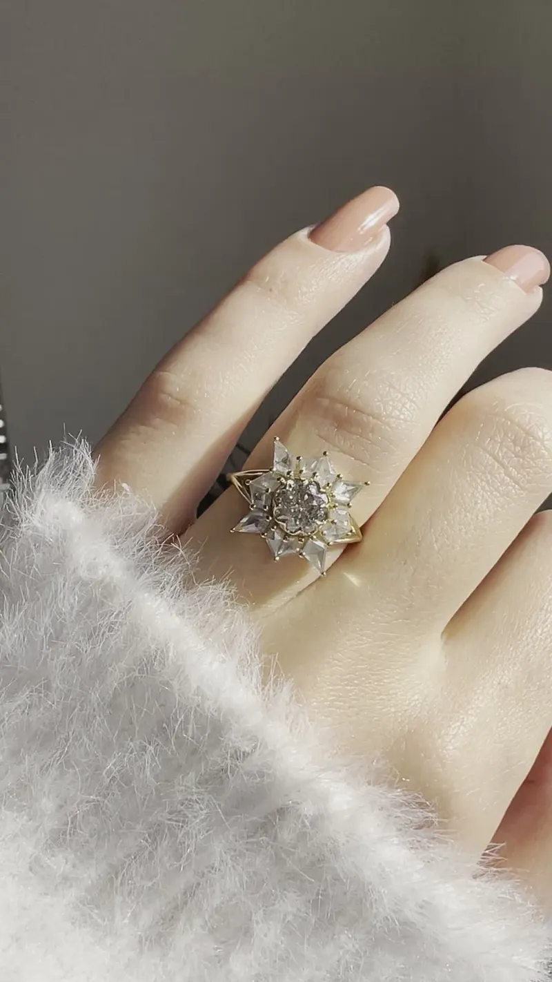 Ottilie Round Salt And Pepper Diamond Ring view 6
