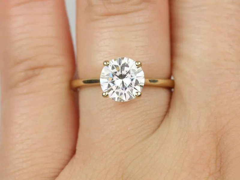 2ct Skinny Flora 2.0 8mm 14kt Gold Moissanite Cathedral Round Solitaire Ring view 3