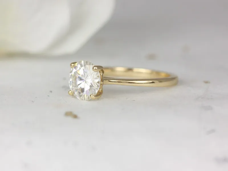 2ct Skinny Flora 2.0 8mm 14kt Gold Moissanite Cathedral Round Solitaire Ring view 2