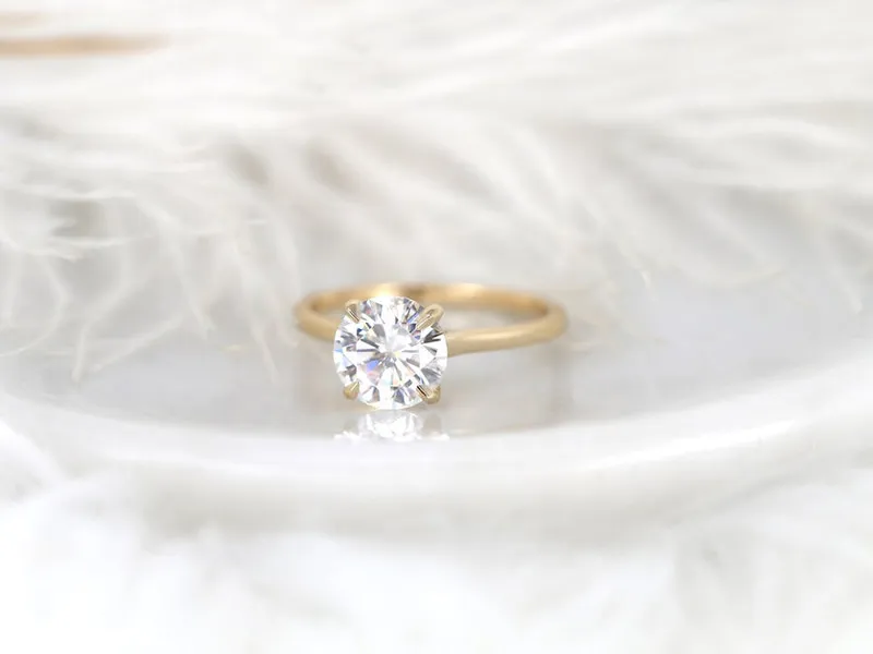 2ct Fawn 8mm 14kt Moissanite Diamond Round Hidden Halo Ring vy 7