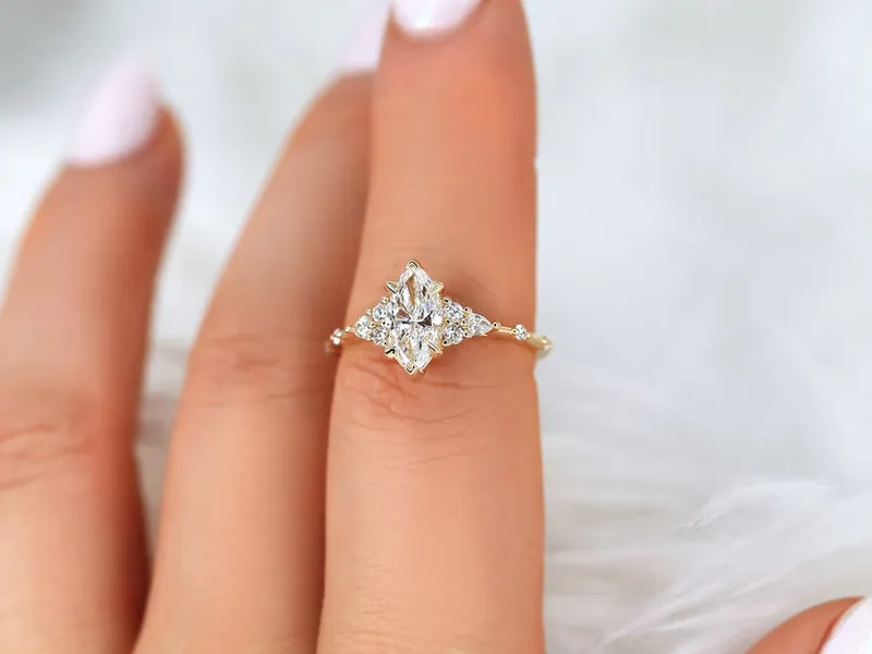 1.01ct Ready to Ship Astrid 14kt Gold Diamond Marquise Cluster Ring view 4