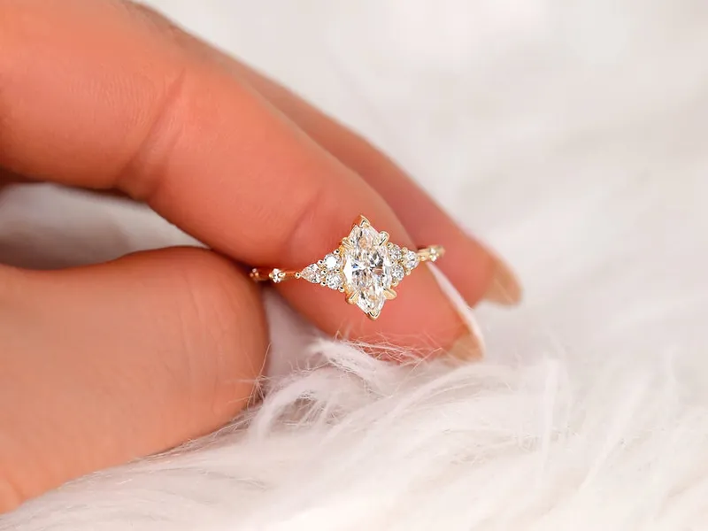 1.01ct Ready to Ship Astrid 14kt Gold Diamond Marquise Cluster Ring view 2