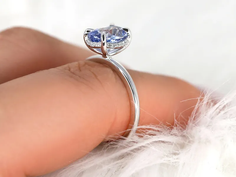 2.49ct Waverly 14kt Cornflower Sapphire Diamond Unique Hidden Halo Ring vy 2