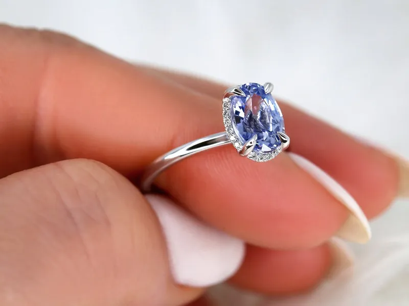 2.49ct Waverly 14kt Cornflower Sapphire Diamond Unique Hidden Halo Ring vy 4
