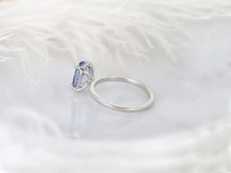 2.49ct Waverly 14kt Cornflower Sapphire Diamond Unique Hidden Halo Ring vy 7
