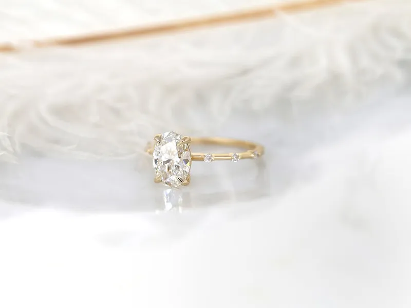 1.69ct Ready to Ship Alix 14kt Gold Diamond Dainty Minimalist Oval Solitaire Ring vy 5