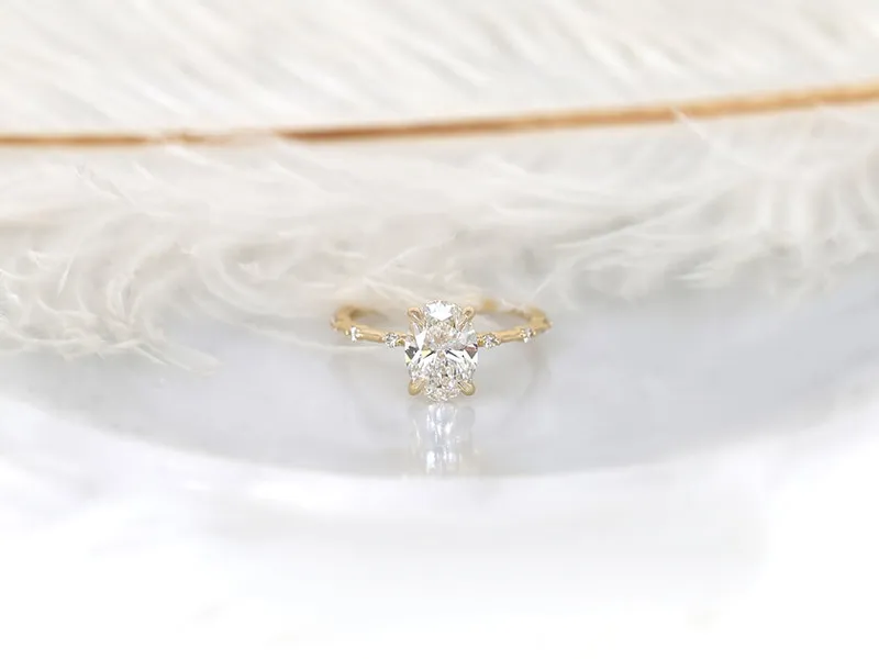 1.69ct Ready to Ship Alix 14kt Gold Diamond Dainty Minimalist Oval Solitaire Ring vy 6