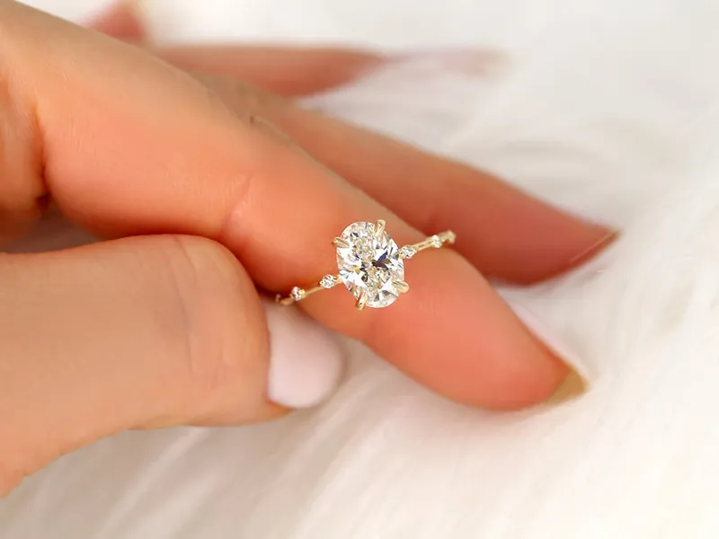 1.69ct Ready to Ship Alix 14kt Gold Diamond Dainty Minimalist Oval Solitaire Ring vy 2