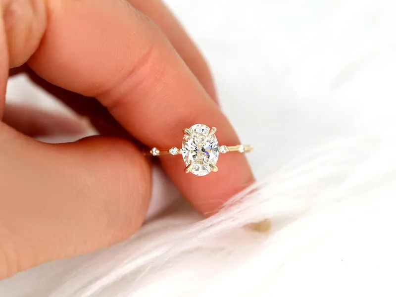 1.69ct Ready to Ship Alix 14kt Gold Diamond Dainty Minimalist Oval Solitaire Ring diamond oval cut engagement ring