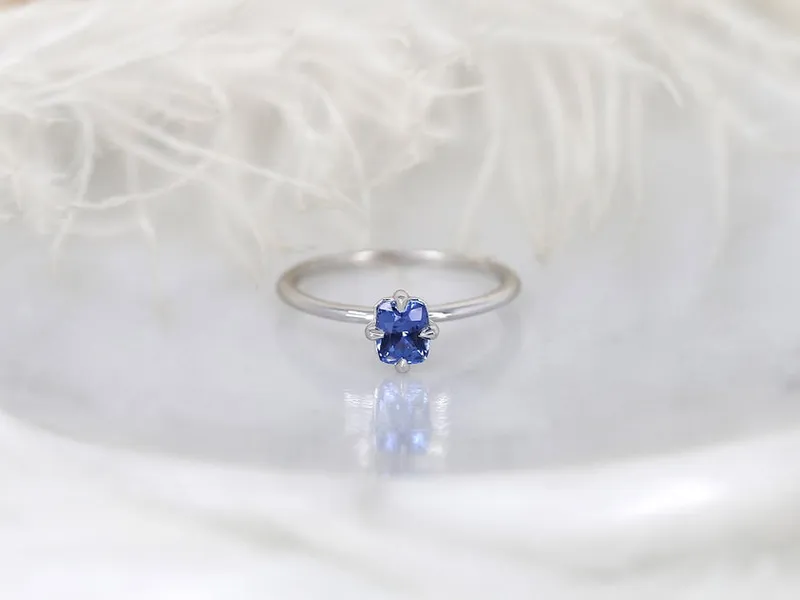 0.72ct Ready to Ship Rita 14kt White Gold Cornflower Sapphire Solitaire Ring view 6