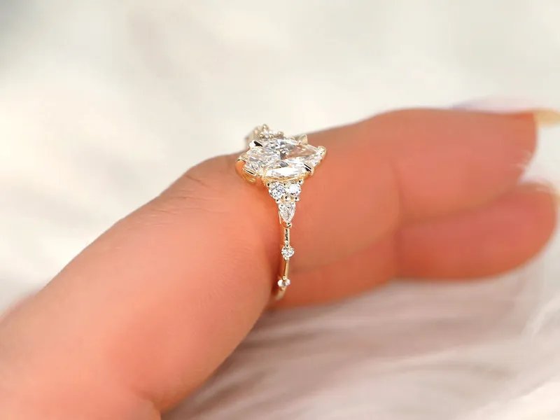 1.01ct Ready to Ship Astrid 14kt Gold Diamond Marquise Cluster Ring view 3