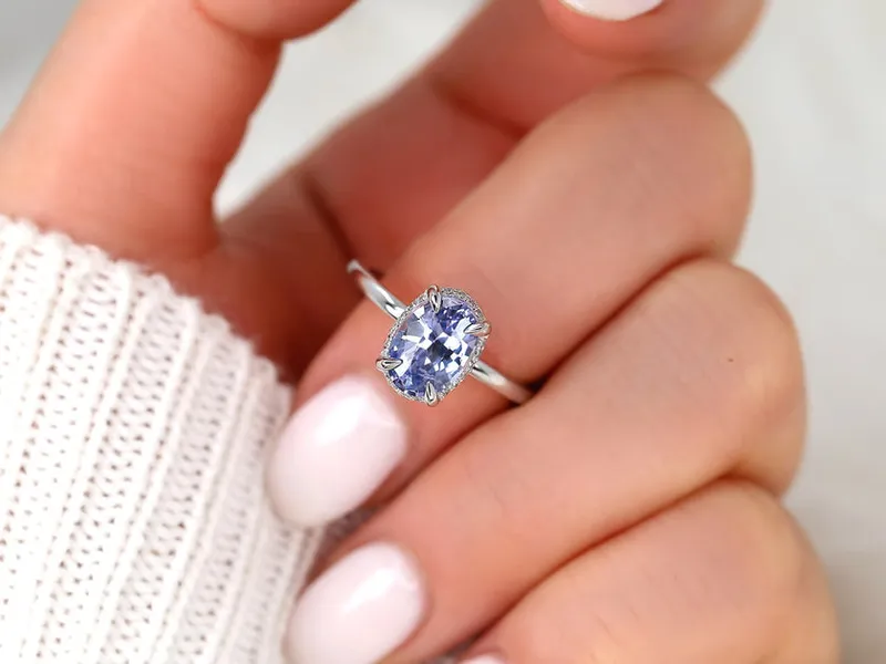 2.49ct Waverly 14kt Cornflower Sapphire Diamond Unique Hidden Halo Ring vy 5