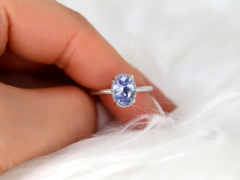 2.49ct Waverly 14kt Cornflower Sapphire Diamond Unique Hidden Halo Ring vy 3