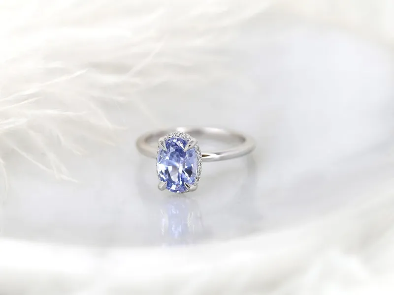 2.49ct Waverly 14kt Cornflower Sapphire Diamond Unique Hidden Halo Ring vy 8