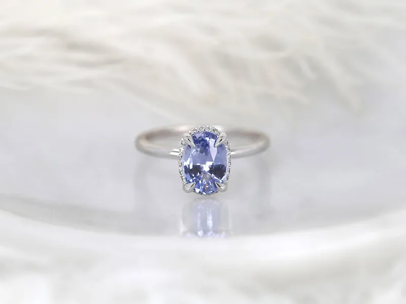 2.49ct Waverly 14kt Cornflower Sapphire Diamond Unique Hidden Halo Ring vy 6