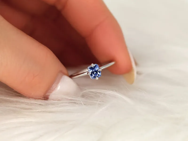 0.72ct Ready to Ship Rita 14kt White Gold Cornflower Sapphire Solitaire Ring view 3