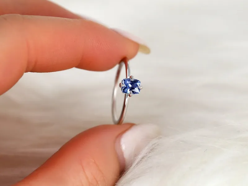 0.72ct Ready to Ship Rita 14kt White Gold Cornflower Sapphire Solitaire Ring view 2