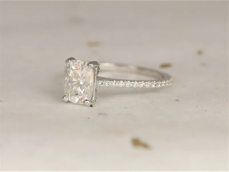 1.50cts Whitney 8x6mm 14kt Gold Moissanite Diamond Elongated Cushion Engagement Ring diamond cushion cut engagement ring