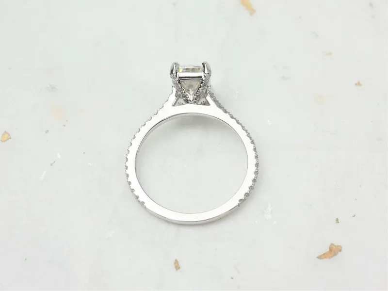 1.50cts Whitney 8x6mm 14kt Gold Moissanite Diamond Elongated Cushion Engagement Ring vy 2