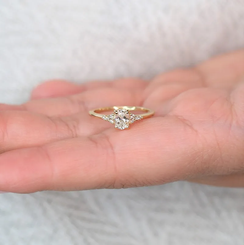0.50ct Ready to Ship Maddy 14kt Gold Diamond Art Deco Oval Cluster Ring diamond oval cut engagement ring