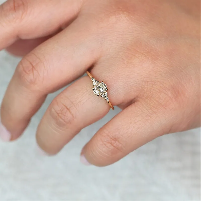 0.50ct Ready to Ship Maddy 14kt Gold Diamond Art Deco Oval Cluster Ring vy 2