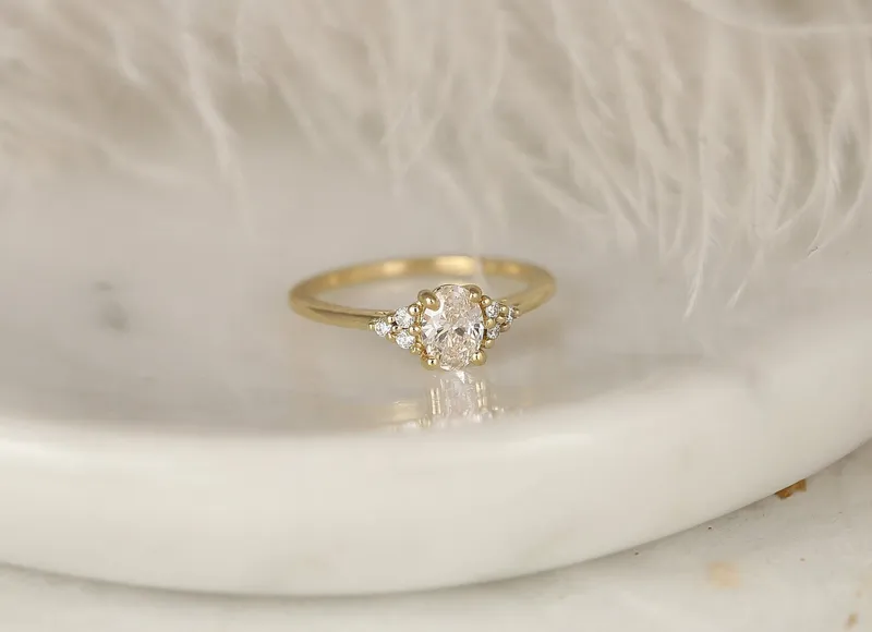 0.52ct Ready to Ship Juniper 14kt Gold Lab Diamond Art Deco Oval Cluster Ring diamond oval cut engagement ring