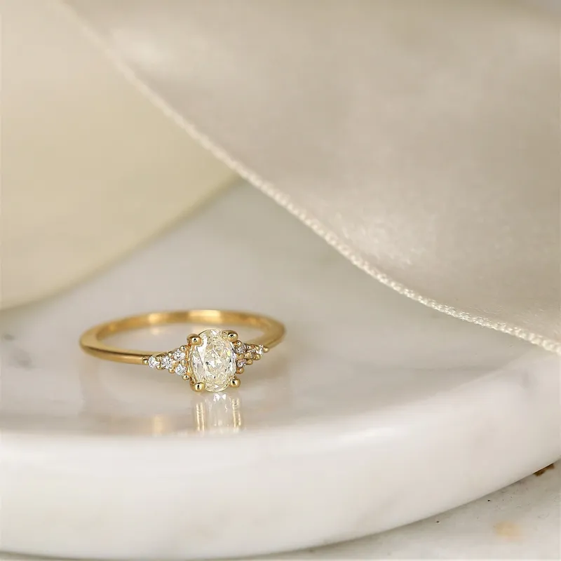 0.50ct Ready to Ship Maddy 14kt Gold Diamond Art Deco Oval Cluster Ring vy 7