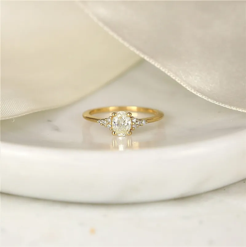 0.50ct Ready to Ship Maddy 14kt Gold Diamond Art Deco Oval Cluster Ring vy 6
