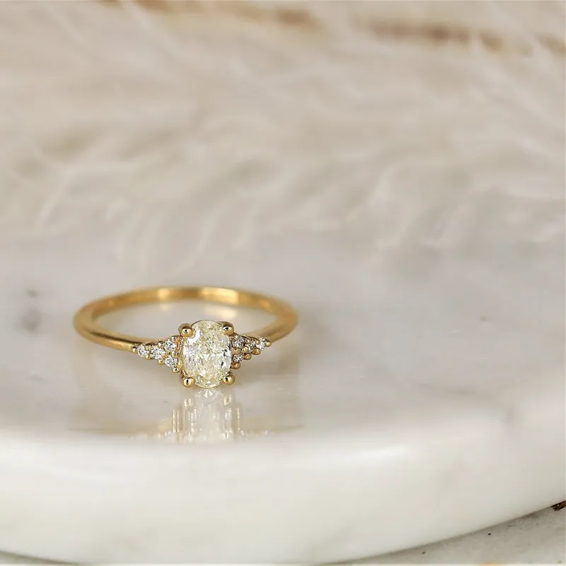 0.50ct Ready to Ship Maddy 14kt Gold Diamond Art Deco Oval Cluster Ring vy 5