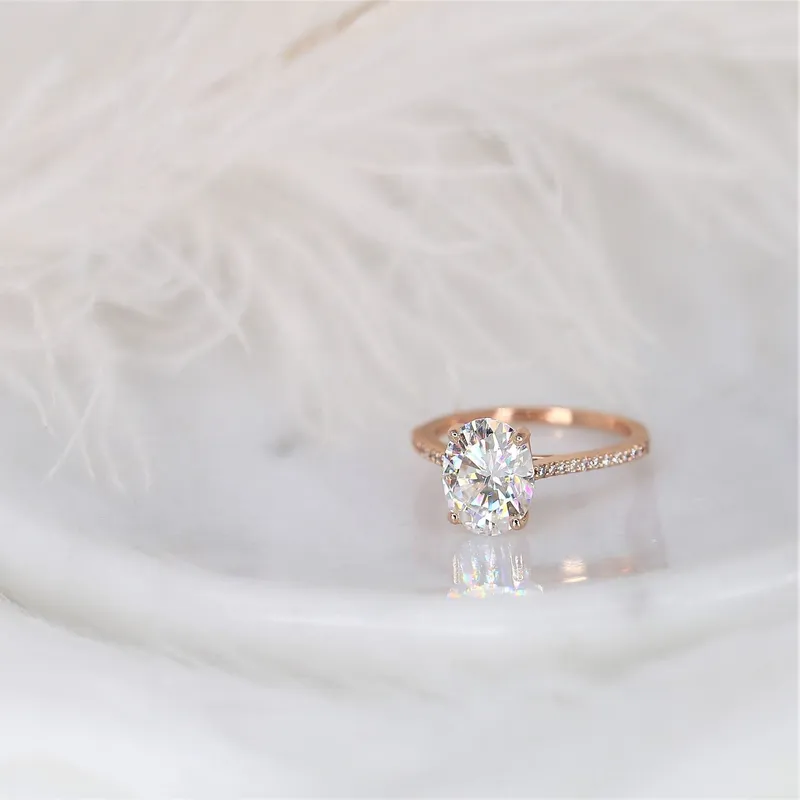 3ct Blake 10x8mm 14kt Moissanite Diamond Oval Solitaire Ring view 2