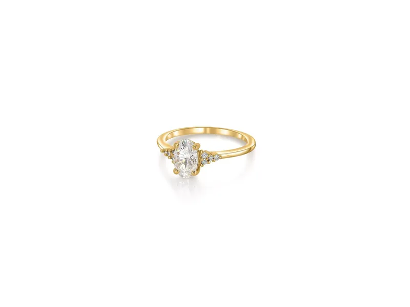 1.20ct Maddy 8x5mm 14kt Gold Moissanite Diamond Cluster Ring view 7